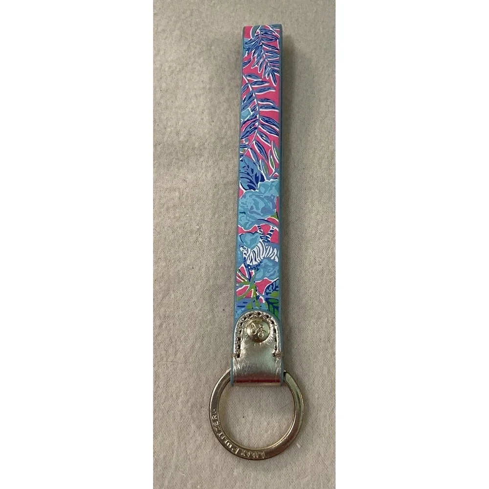 Lilly Pulitzer Floral keychain key ring Pink Blue
